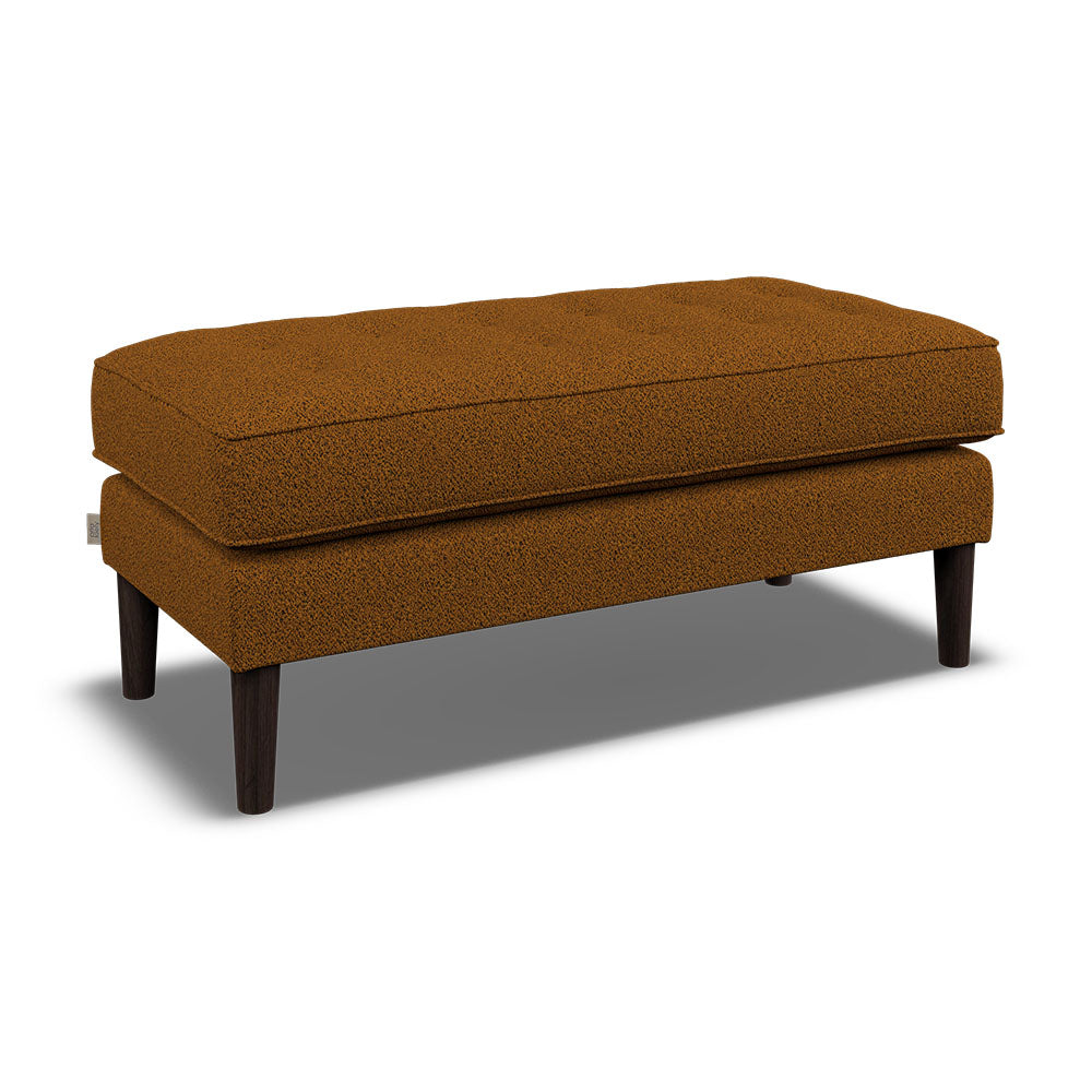 Orla Kiely Ebben Footstool - Footstool Premium Plain Sterling Home 2 Clarin Caramel / Busy Bee Weathered Oak Feet