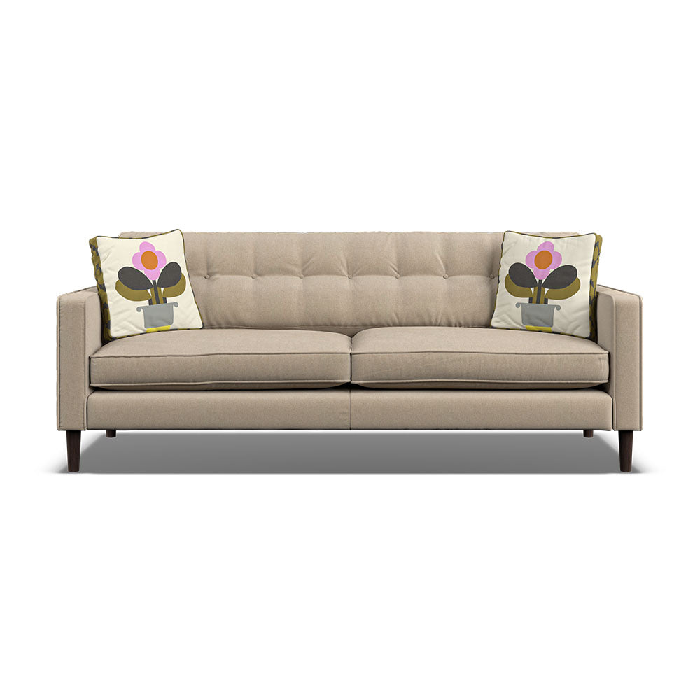 Orla Kiely Ebben Large Sofa - Large Sofa Premium Plain Sterling Home 8 Clara Natural / Deco Flower Weathered Oak Feet