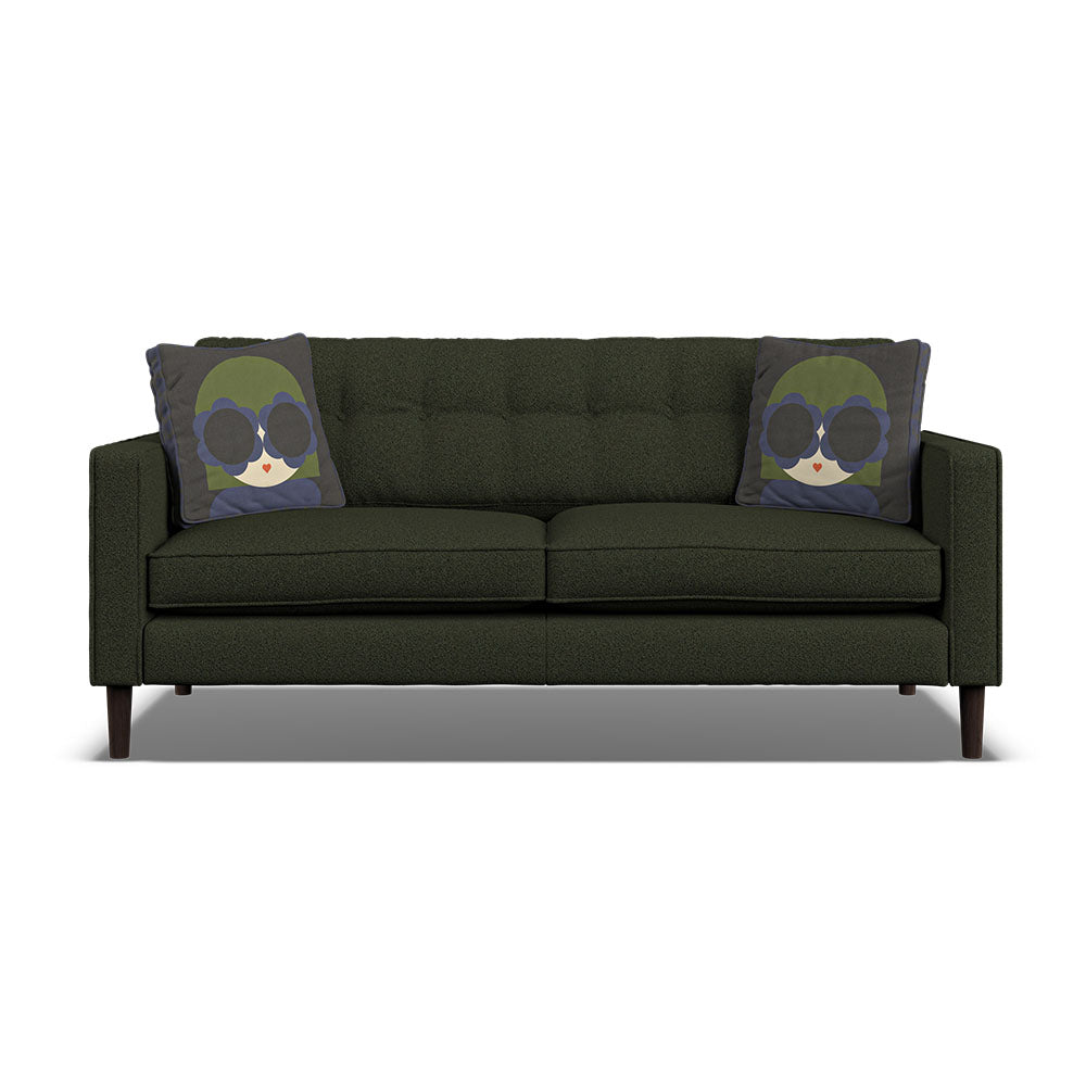 Orla Kiely Ebben Medium Sofa - Medium Sofa Premium Plain Sterling Home 6 Clara Moss / Lola Weathered Oak Feet
