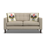 Orla Kiely Ebben Small Sofa - Small Sofa Premium Plain Sterling Home 3 Clara Clay / Deco Flower Weathered Oak Feet