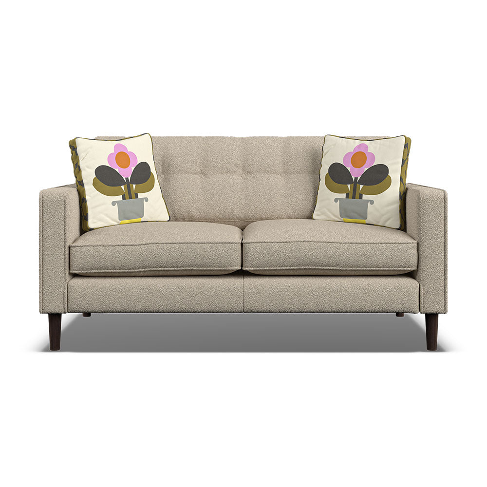 Orla Kiely Ebben Small Sofa - Small Sofa Premium Plain Sterling Home 3 Clara Clay / Deco Flower Weathered Oak Feet