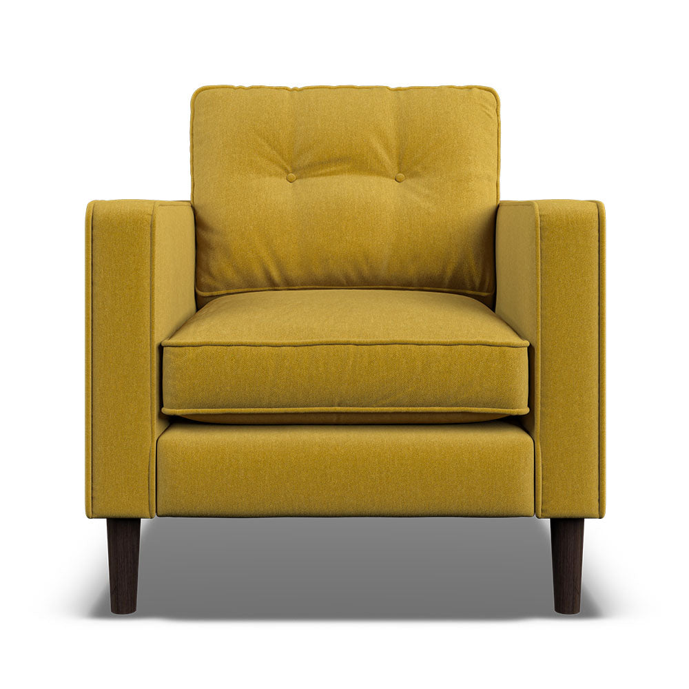 Orla Kiely Ebben Armchair - Armchair Premium Plain Sterling Home 3 Clara Sunflower / Busy Bee Weathered Oak Feet
