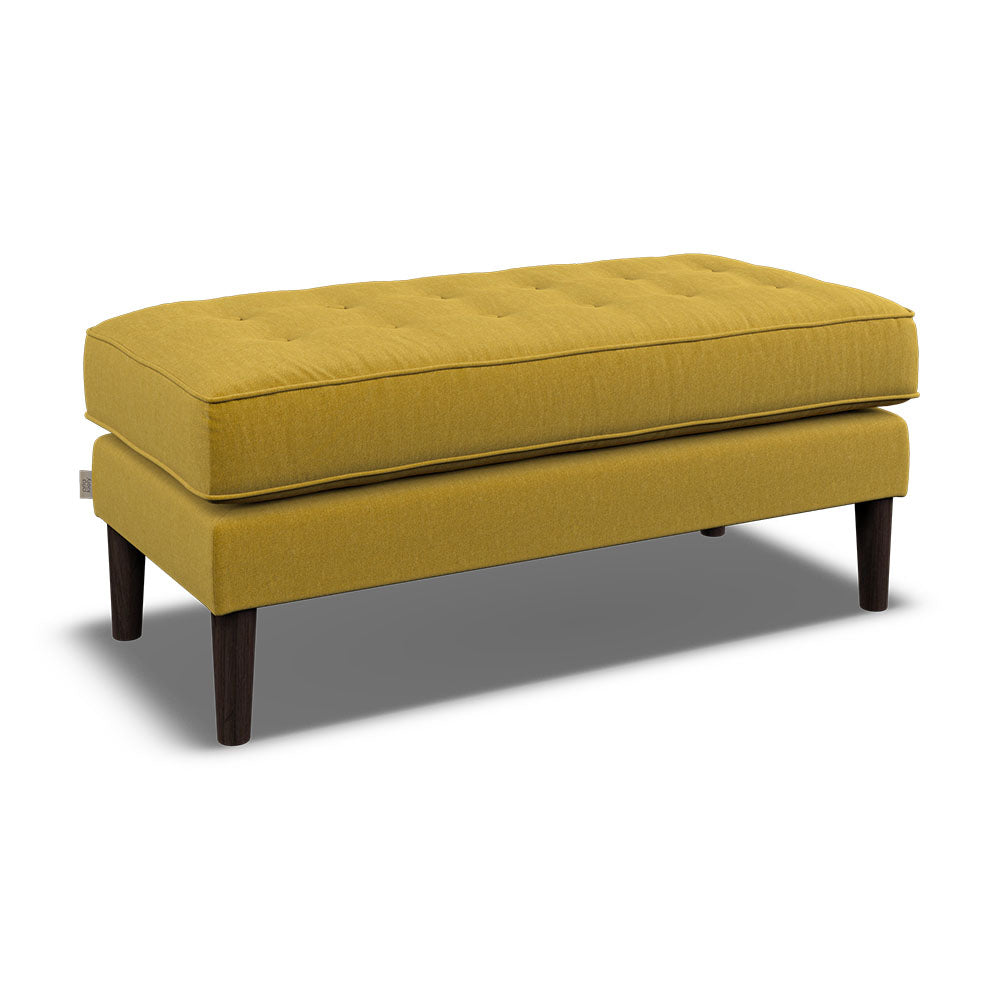 Orla Kiely Ebben Footstool - Footstool Premium Plain Sterling Home 3 Clara Sunflower / Busy Bee Weathered Oak Feet