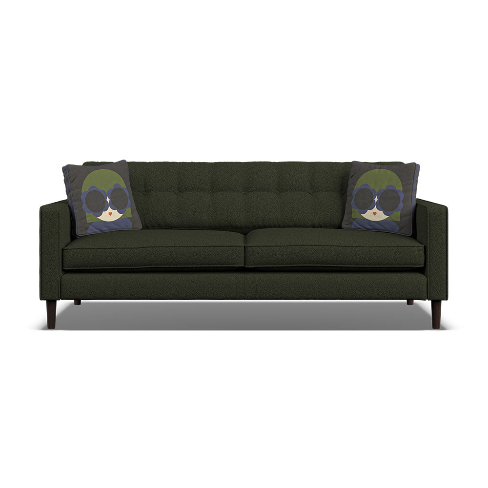 Orla Kiely Ebben Large Sofa - Large Sofa Premium Plain Sterling Home 2 Clara Moss / Lola Weathered Oak Feet