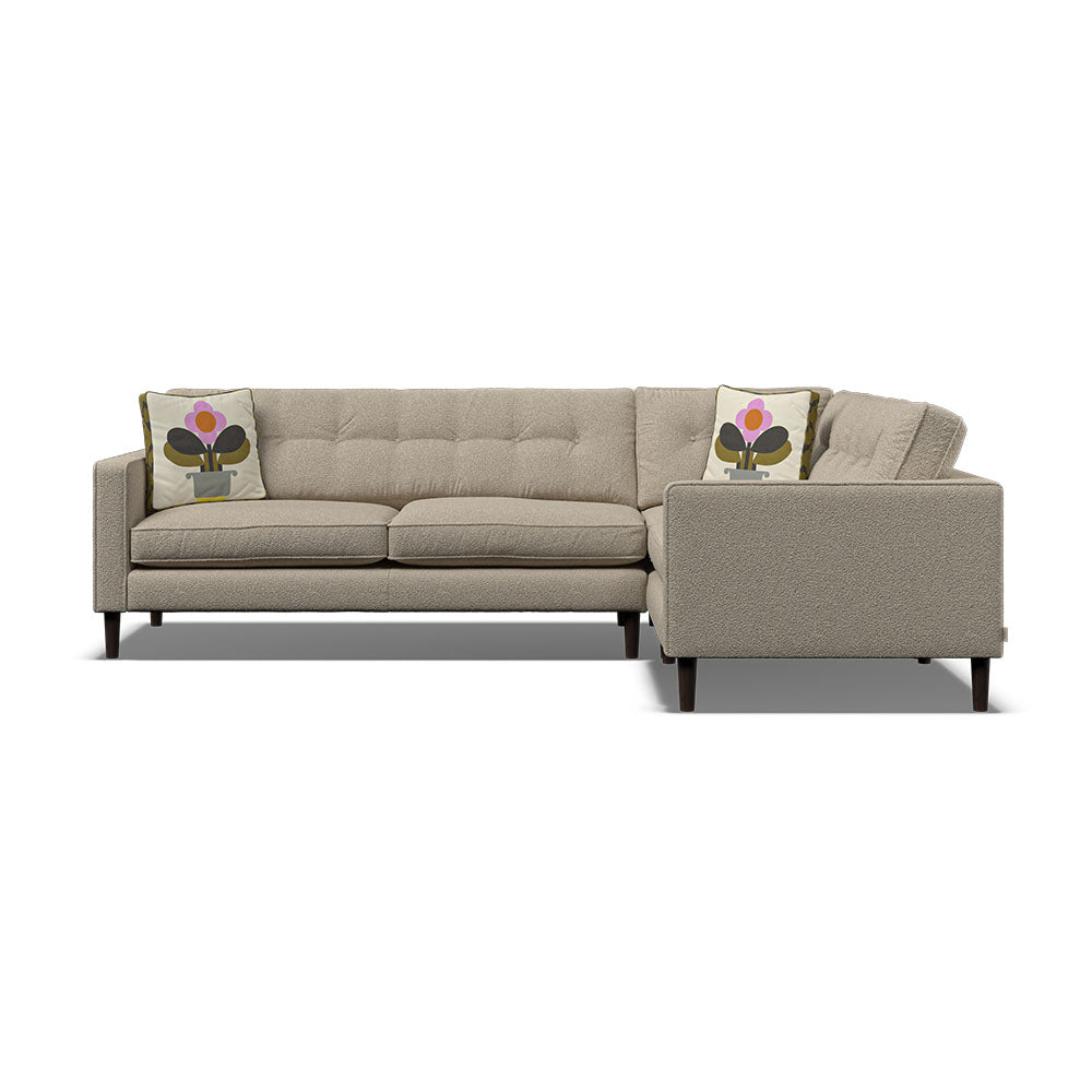 Orla Kiely Ebben Corner Group - Corner Group LHF Premium Plain - Left Hand Facing Sterling Home 6 Clara Clay / Deco Flower Weathered Oak Feet