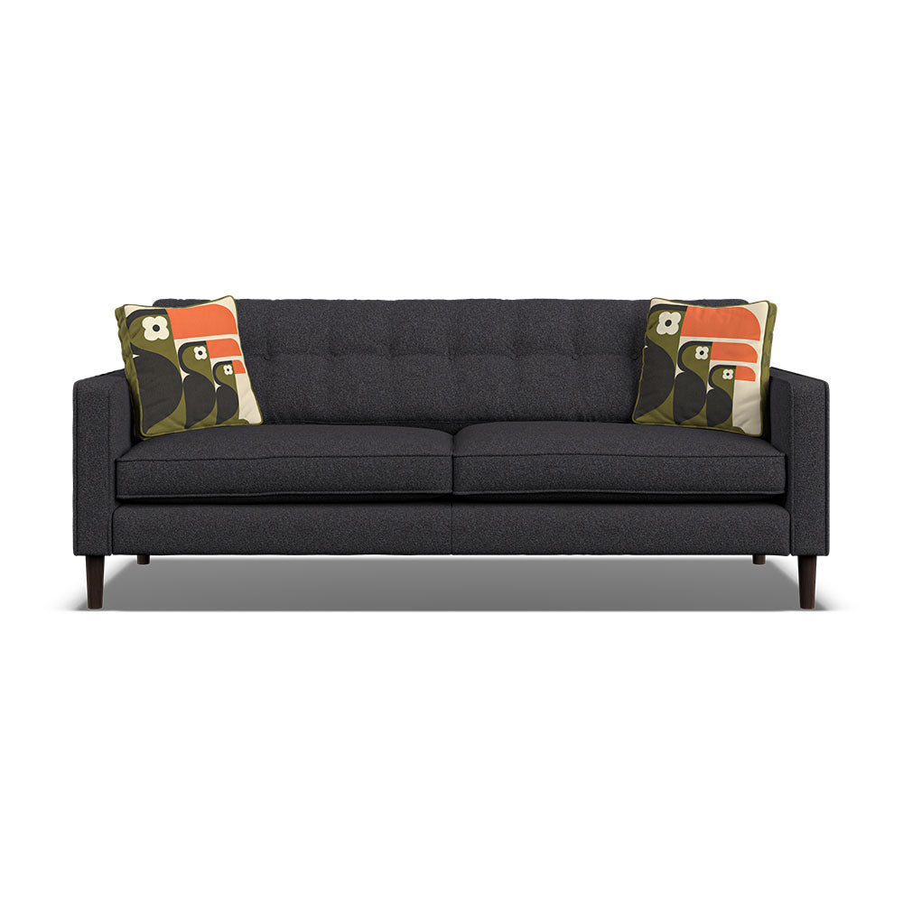 Orla Kiely Ebben Large Sofa - Large Sofa Premium Plain Sterling Home 3 Clara Indigo / Toucan Weathered Oak Feet