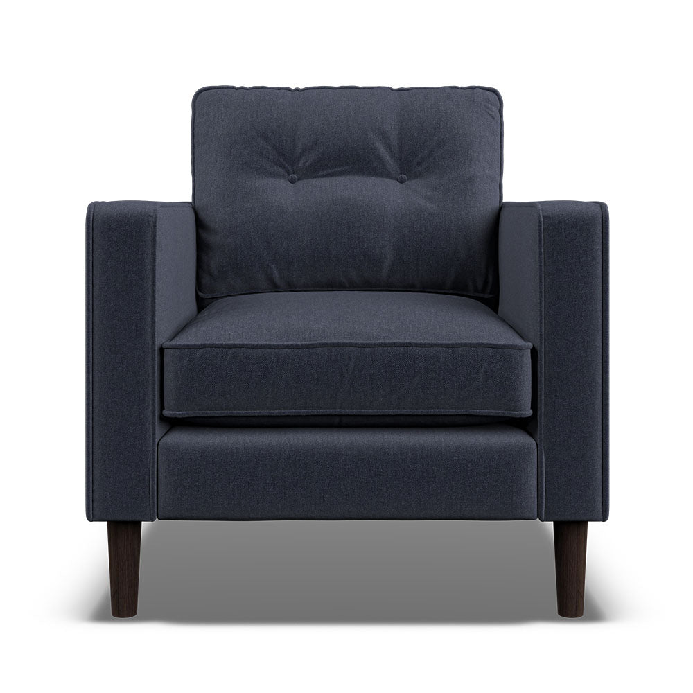 Orla Kiely Ebben Armchair - Armchair Premium Plain Sterling Home 5 Clara Navy / Multi Stem Rockpool Weathered Oak Feet