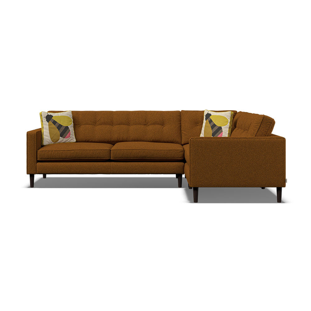 Orla Kiely Ebben Corner Group - Corner Group LHF Premium Plain - Left Hand Facing Sterling Home 7 Clarin Caramel / Busy Bee Weathered Oak Feet