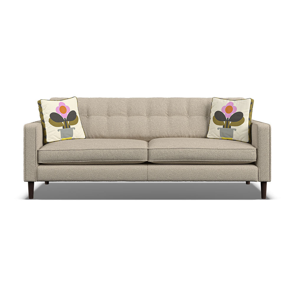Orla Kiely Ebben Large Sofa - Large Sofa Premium Plain Sterling Home 4 Clara Clay / Deco Flower Weathered Oak Feet