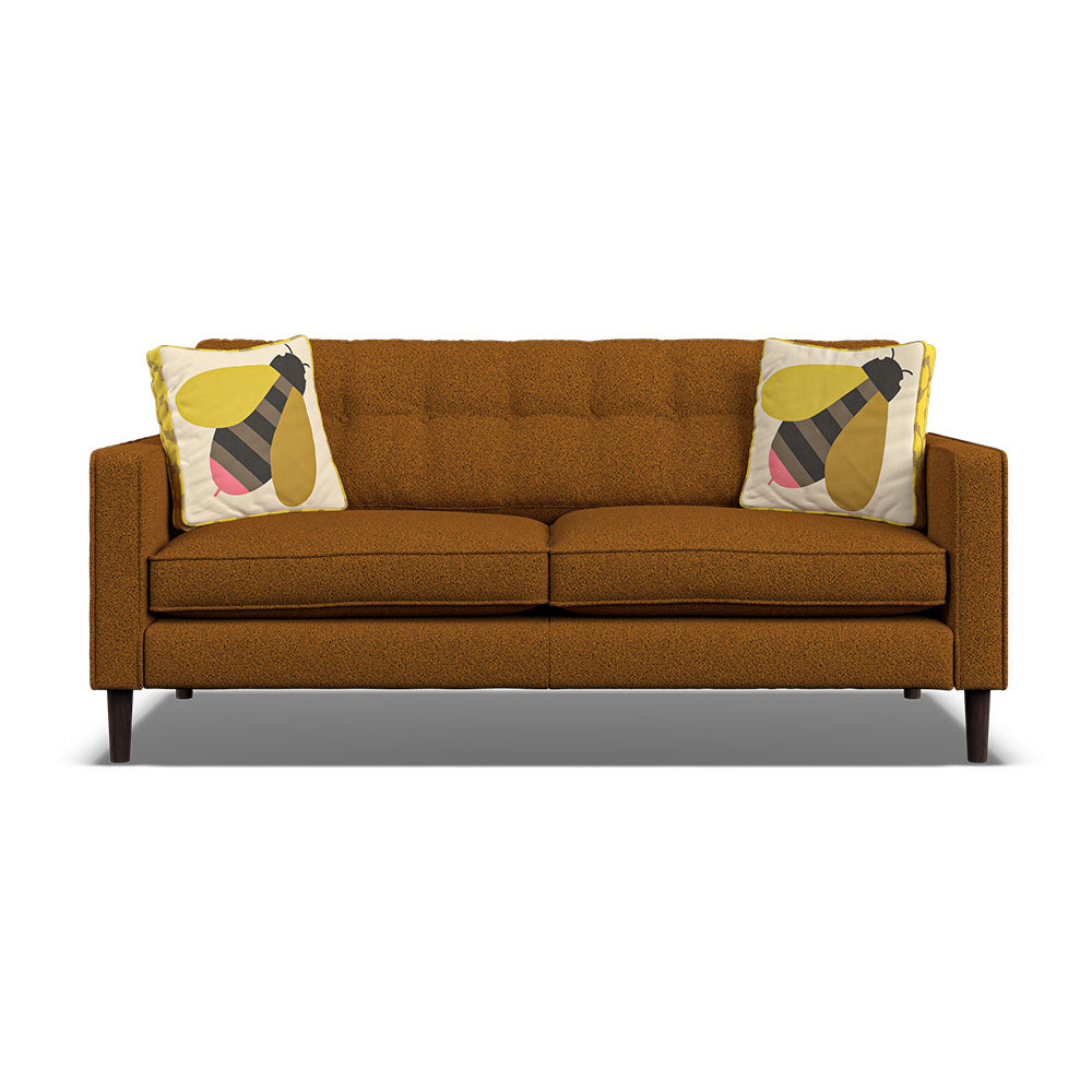 Orla Kiely Ebben Medium Sofa - Medium Sofa Premium Plain Sterling Home 2 Clarin Caramel / Busy Bee Weathered Oak Feet