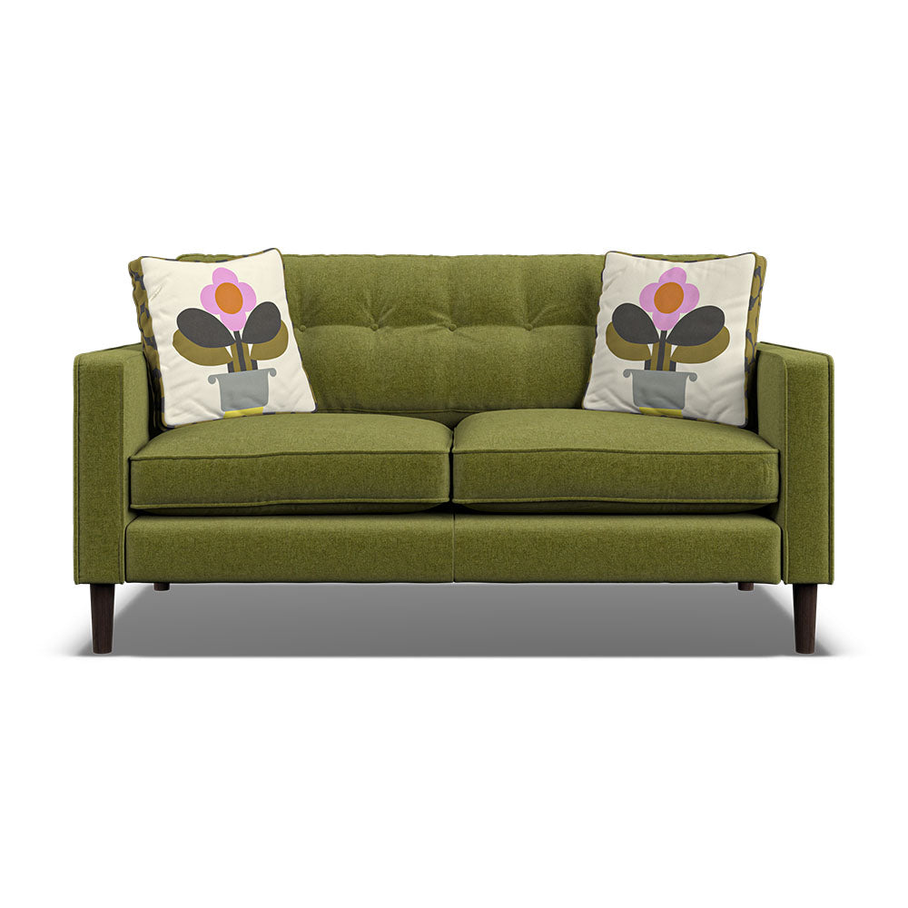 Orla Kiely Ebben Small Sofa - Small Sofa Premium Plain Sterling Home 1 Clara Seagrass / Deco Fllower Weathered Oak Feet