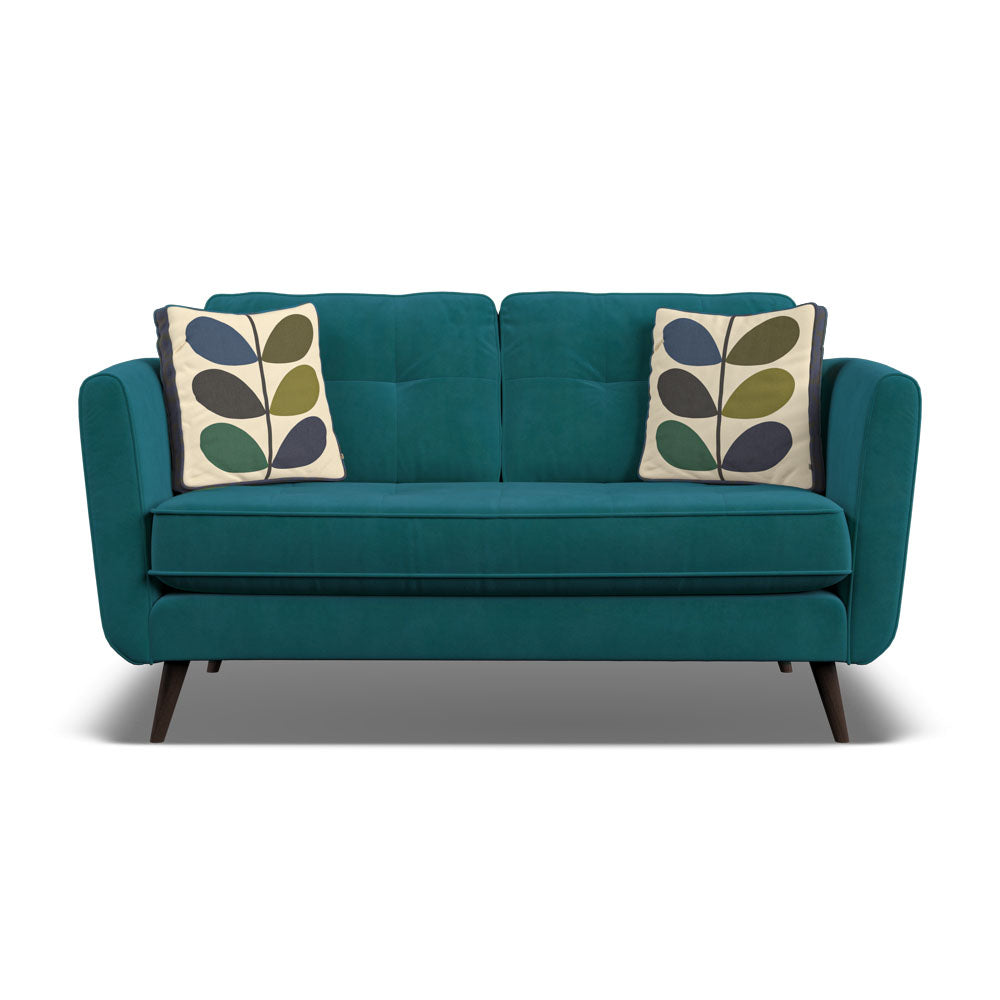 Orla Kiely Ivy Small Sofa - Small Sofa Premium Plain Sterling Home 7 Delphi Teal / Multi Stem Rockpool Weathered Oak Feet