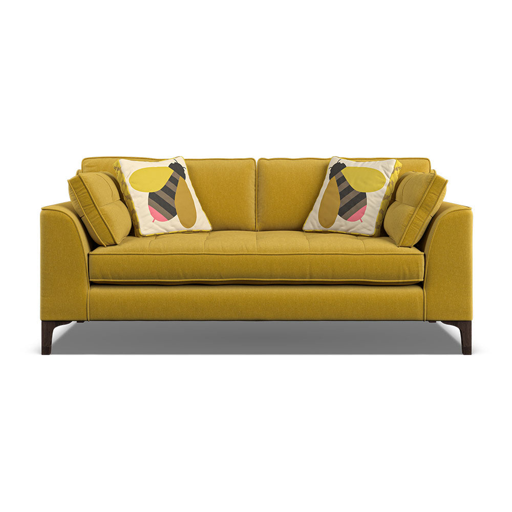 Orla Kiely Arklow Medium Sofa - Medium Sofa Premium Plain Sterling Home 9 Clara Sunflower / Busy Bee Weathered Oak Feet