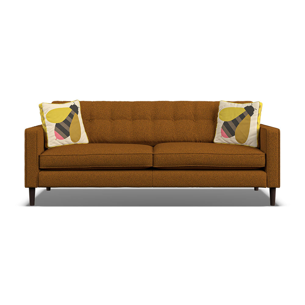 Orla Kiely Ebben Large Sofa - Large Sofa Premium Plain Sterling Home 5 Clarin Caramel / Busy Bee Weathered Oak Feet