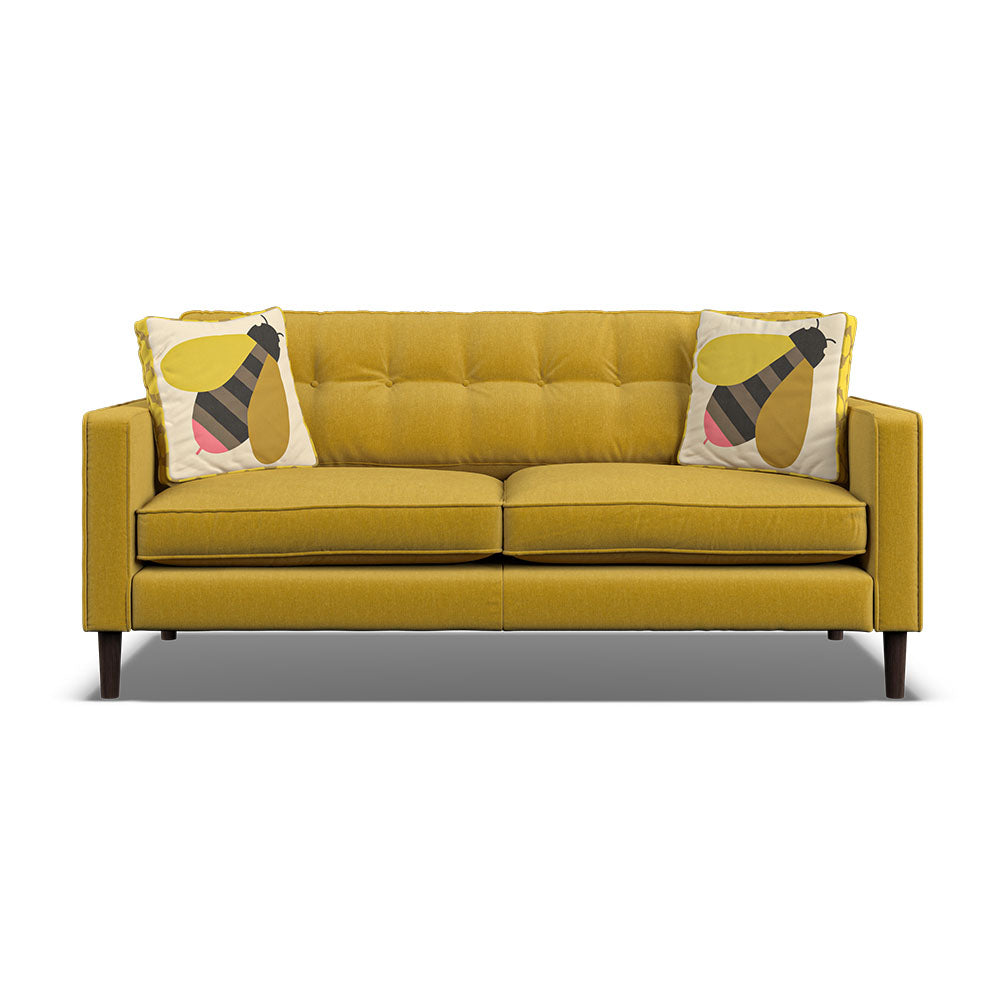 Orla Kiely Ebben Medium Sofa - Medium Sofa Premium Plain Sterling Home 3 Clara Sunflower / Busy Bee Weathered Oak Feet