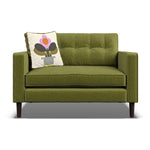 Orla Kiely Ebben Loveseat - Snuggler Premium Plain Sterling Home 1 Clara Seagrass / Deco Fllower Weathered Oak Feet