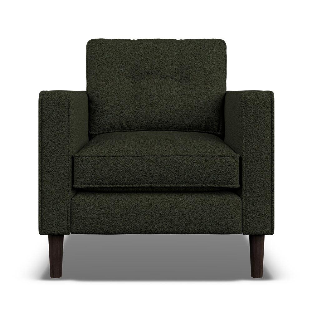 Orla Kiely Ebben Armchair - Armchair Premium Plain Sterling Home 7 Clara Moss / Lola Weathered Oak Feet