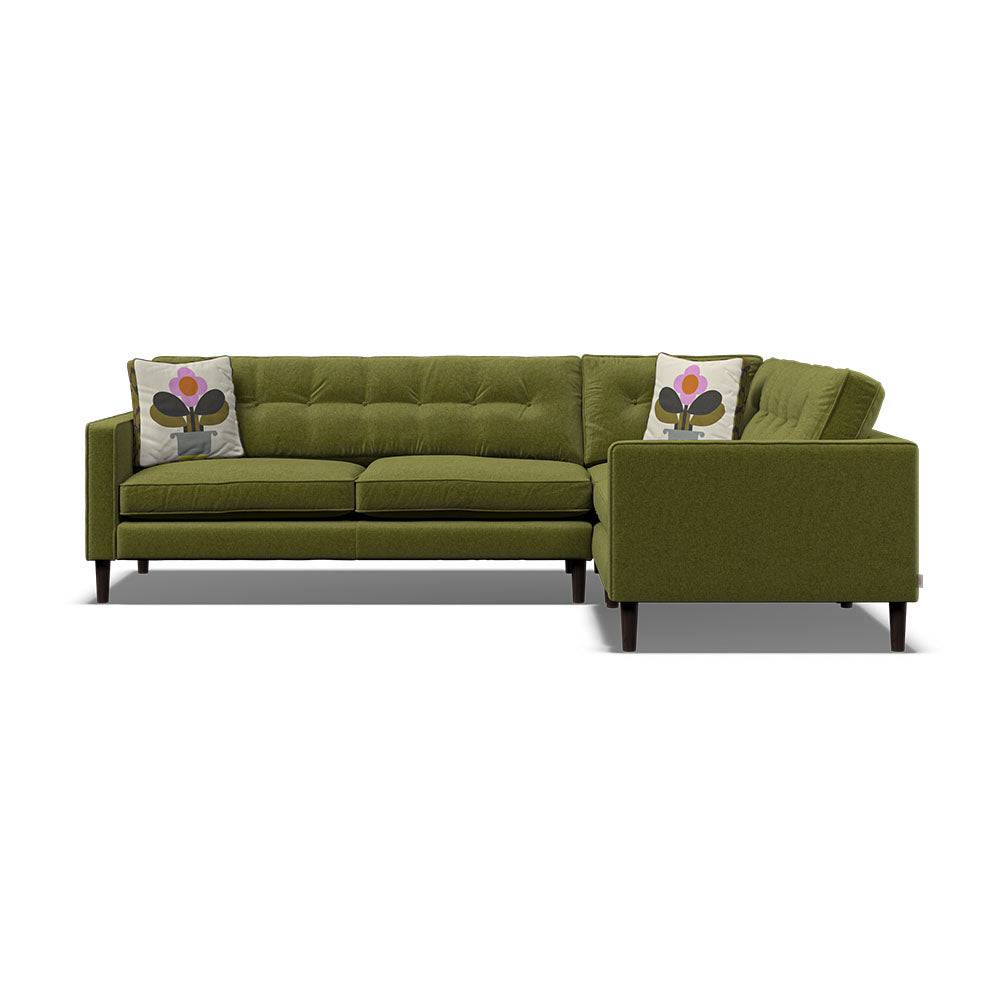 Orla Kiely Ebben Corner Group - Corner Group LHF Premium Plain - Left Hand Facing Sterling Home 1 Clara Seagrass / Deco Fllower Weathered Oak Feet