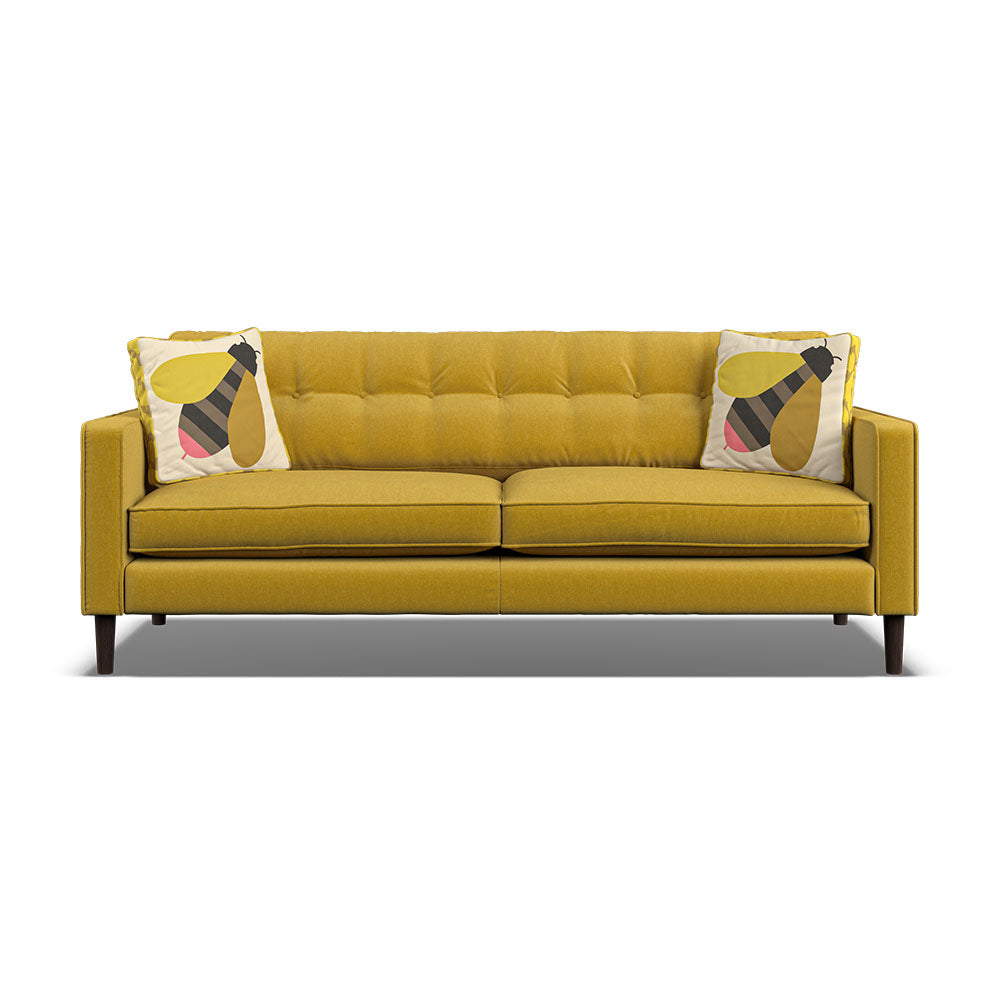 Orla Kiely Ebben Large Sofa - Large Sofa Premium Plain Sterling Home 6 Clara Sunflower / Busy Bee Weathered Oak Feet