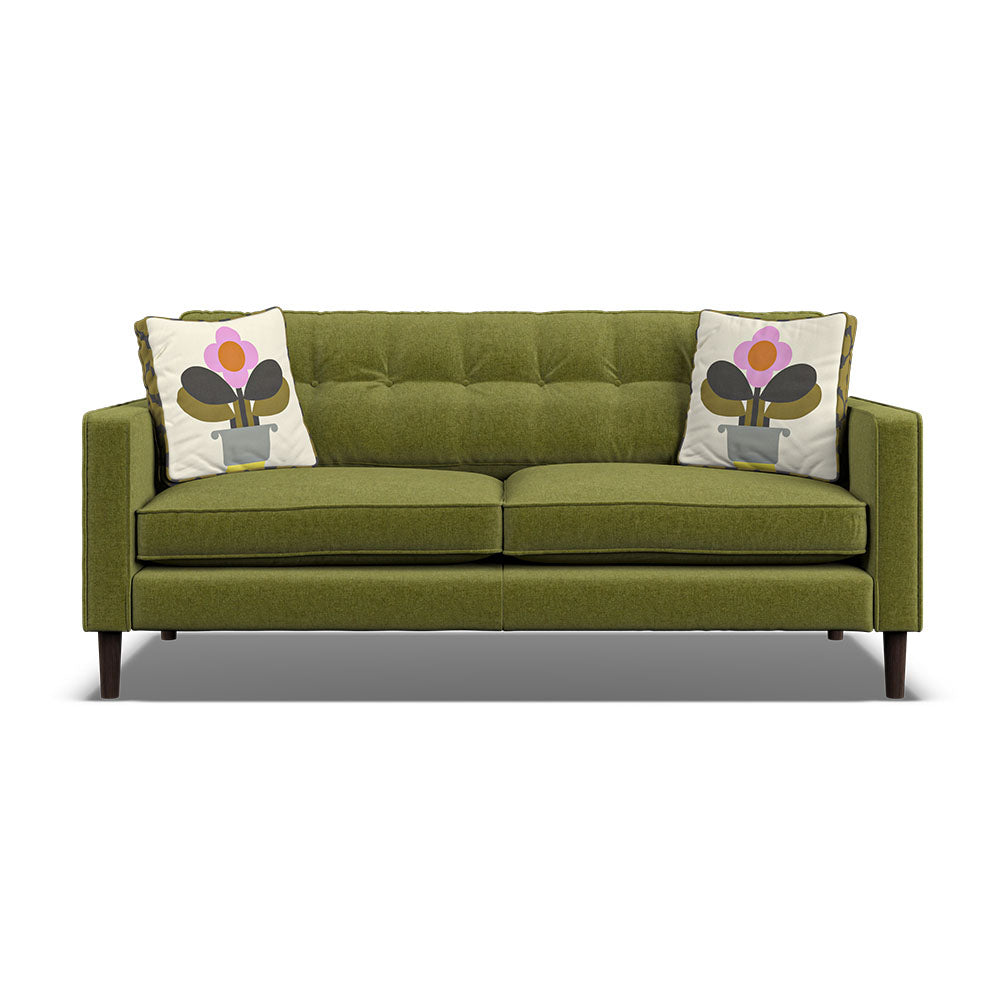Orla Kiely Ebben Medium Sofa - Medium Sofa Premium Plain Sterling Home 1 Clara Seagrass / Deco Fllower Weathered Oak Feet