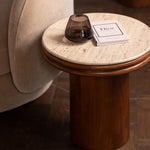 Cove Lamp Table - Lamp Table Solid Mango Base / Travertine Top Sterling Home 3