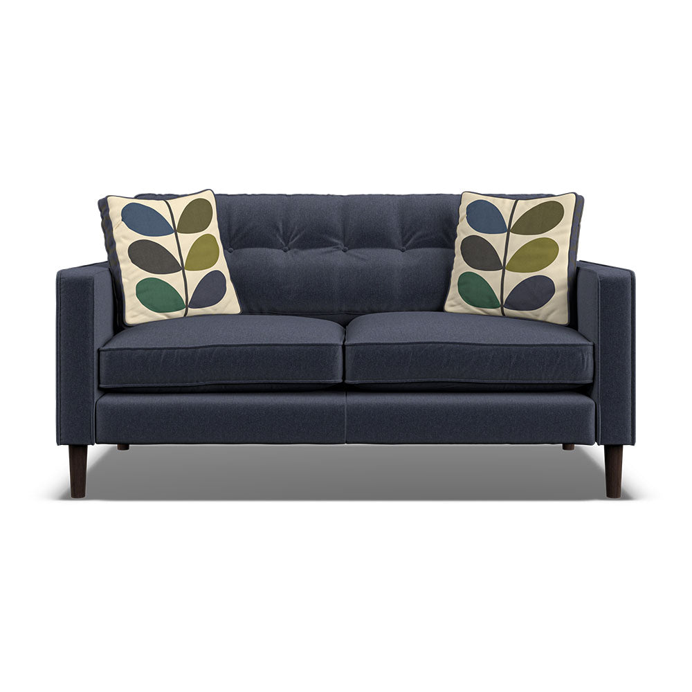 Orla Kiely Ebben Small Sofa - Small Sofa Premium Plain Sterling Home 7 Clara Navy / Multi Stem Rockpool Weathered Oak Feet