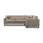 Orla Kiely Ebben Corner Group - Corner Group LHF Premium Plain - Left Hand Facing Sterling Home 3 Clara Natural / Deco Flower Weathered Oak Feet