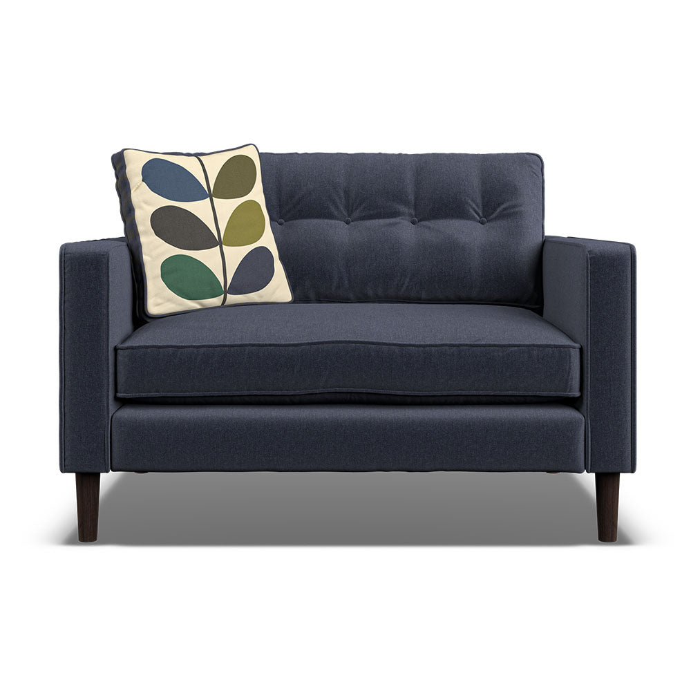 Orla Kiely Ebben Loveseat - Snuggler Premium Plain Sterling Home 3 Clara Navy / Multi Stem Rockpool Weathered Oak Feet