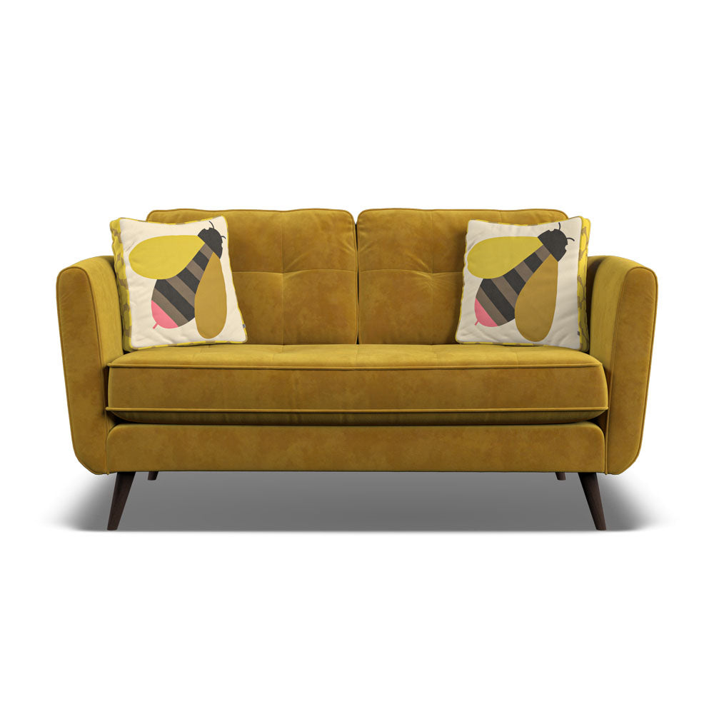 Orla Kiely Ivy Small Sofa - Small Sofa Premium Plain Sterling Home 5 Delphi Sunflower / Busy Bee Weathered Oak Feet