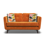 Orla Kiely Ivy Small Sofa - Small Sofa Premium Plain Sterling Home 1 Delphi Orange / Multi Stem Spring Weathered Oak Feet