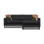 Orla Kiely Ebben Chaise Sofa - Chaise Sofa RHF Premium Plain - Right Hand Facing Sterling Home 6 Clara Indigo / Toucan Weathered Oak Feet