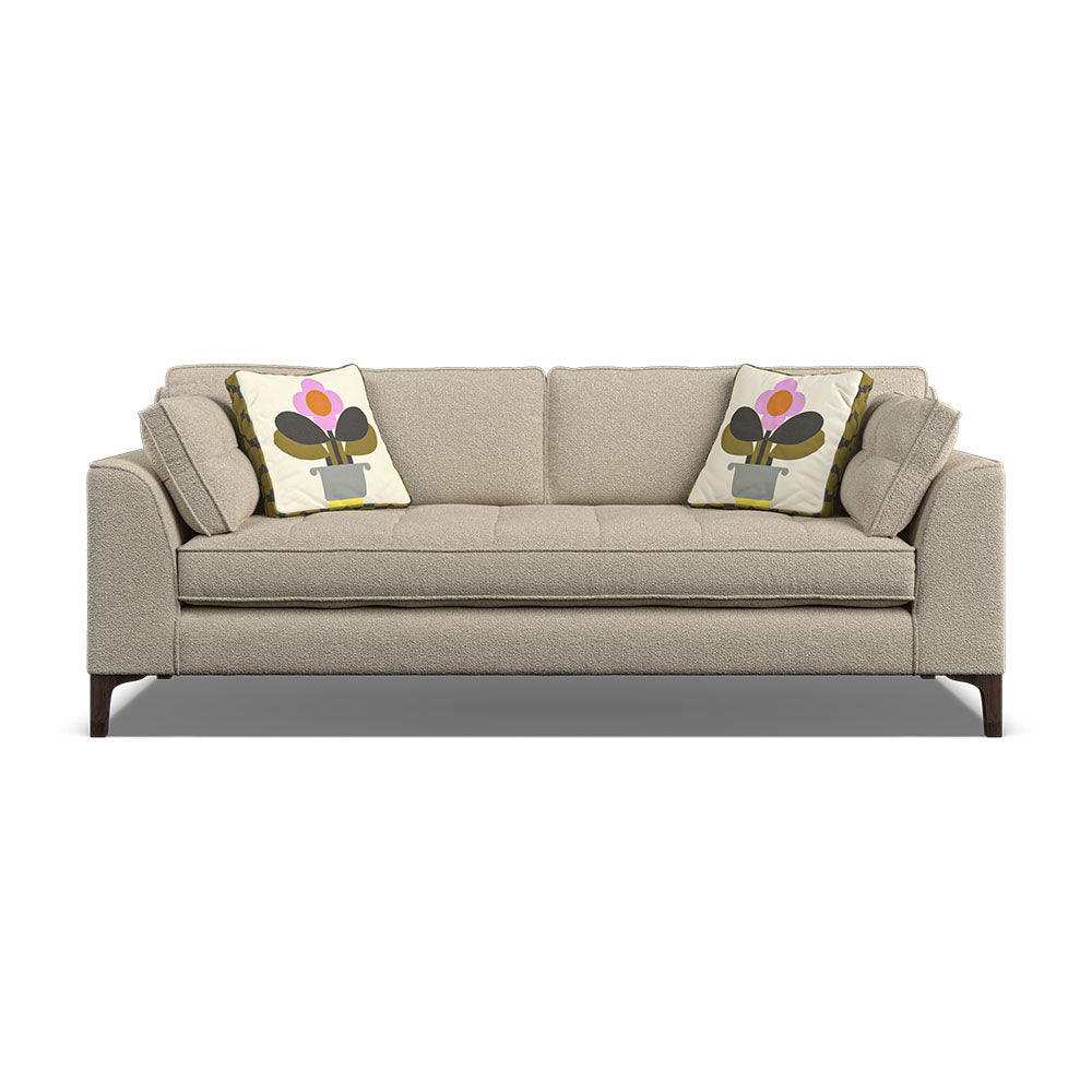 Orla Kiely Arklow Large Sofa - Large Sofa Premium Plain Sterling Home 4 Clarin Clay / Deco Flower Weathered Oak Feet