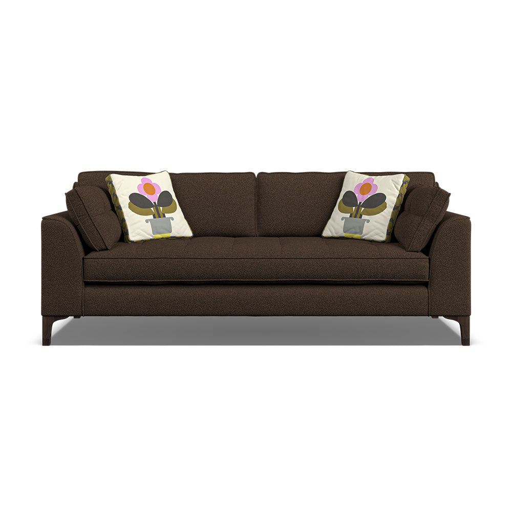 Orla Kiely Arklow Large Sofa - Large Sofa Premium Plain Sterling Home 1 Clarin Chocolate / Deco Flower Weathered Oak Feet