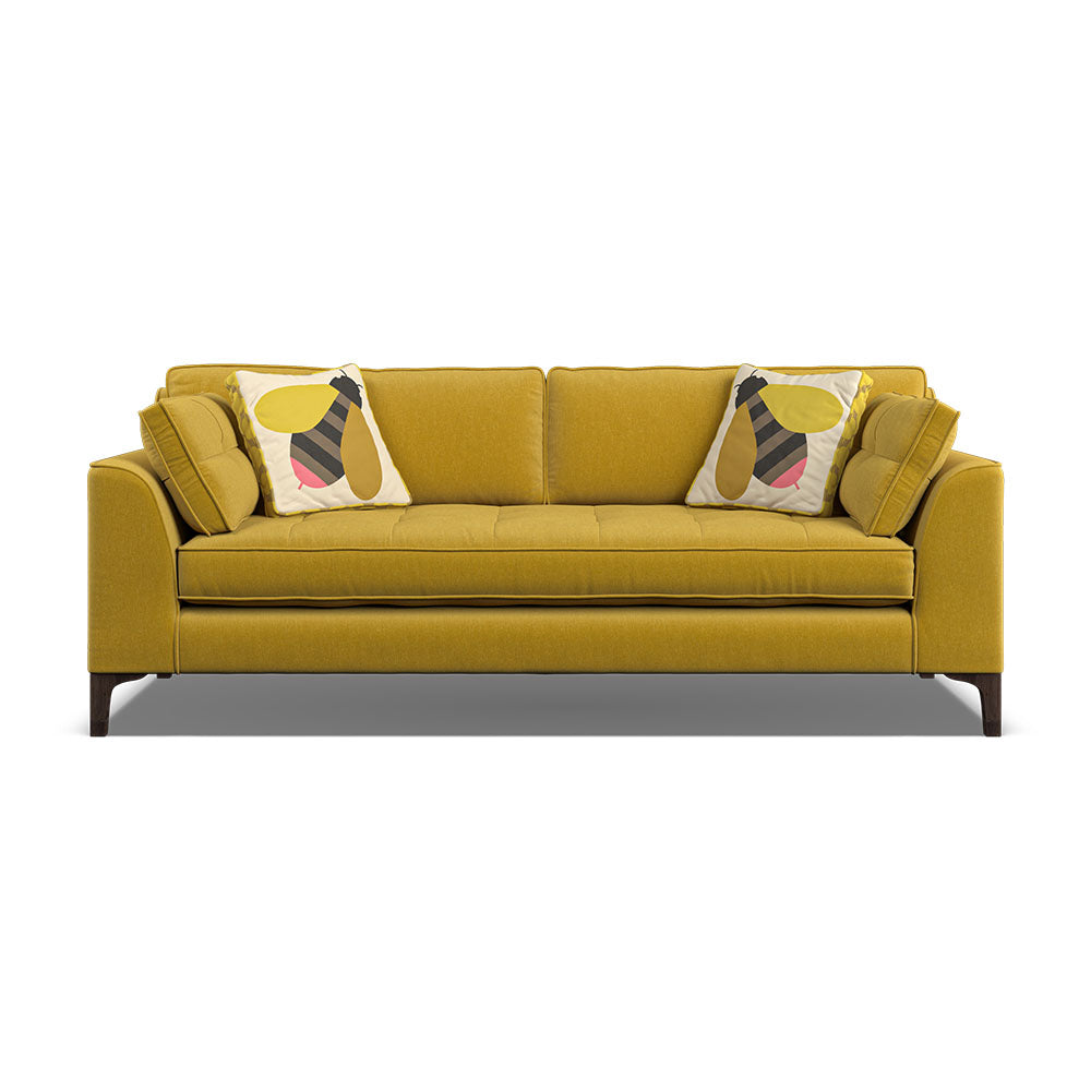 Orla Kiely Arklow Large Sofa - Large Sofa Premium Plain Sterling Home 9 Clara Sunflower / Busy Bee Weathered Oak Feet