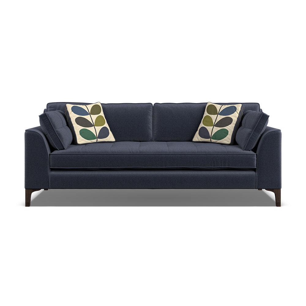 Orla Kiely Arklow Large Sofa - Large Sofa Premium Plain Sterling Home 7 Clara Navy / Multi Stem Rockpool Weathered Oak Feet