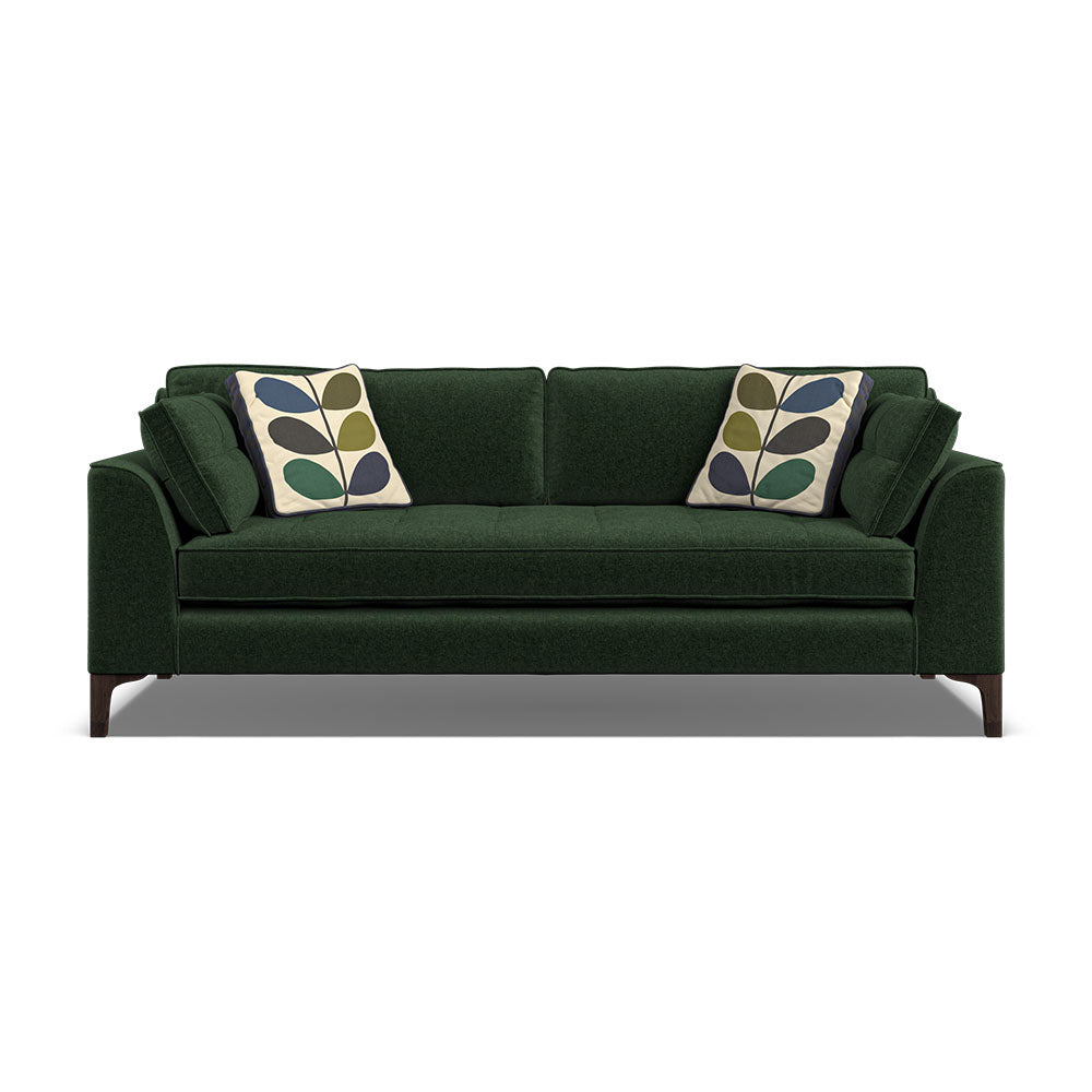 Orla Kiely Arklow Large Sofa - Large Sofa Premium Plain Sterling Home 10 Clara Everygreen / Multi Stem Rockpool Weathered Oak Feet