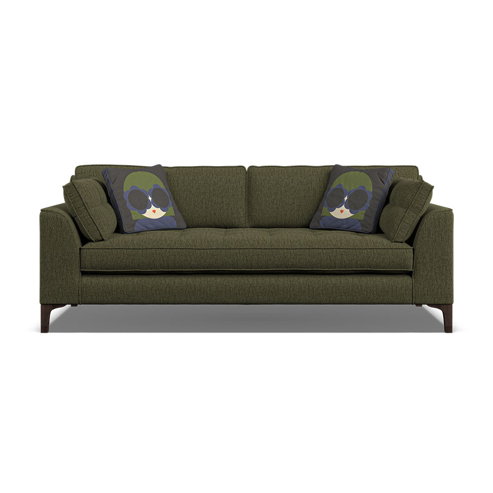 Orla Kiely Arklow Large Sofa - Large Sofa House Plain Sterling Home 4 Blythe Dark Moss / Lola Weathered Oak Feet