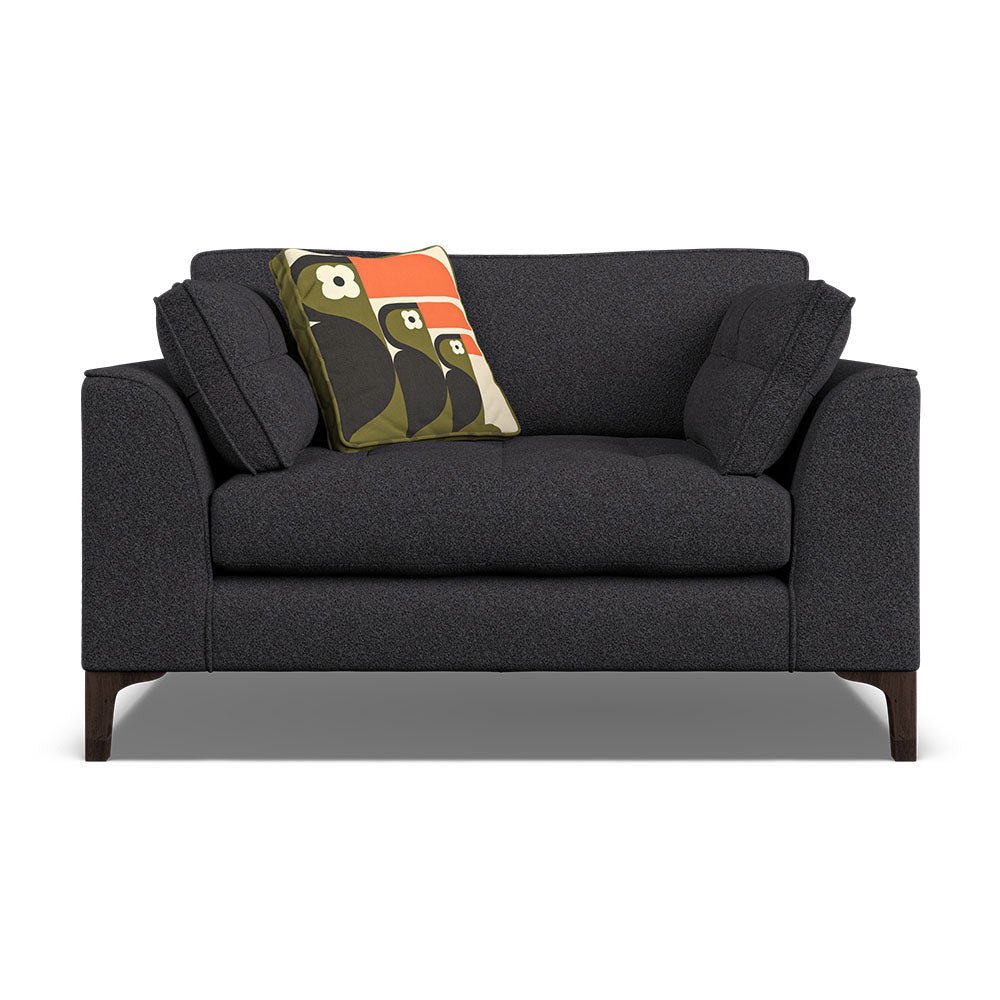 Orla Kiely Arklow Loveseat - Snuggler Premium Plain Sterling Home 3 Clarin Indigo / Toucan Weathered Oak Feet