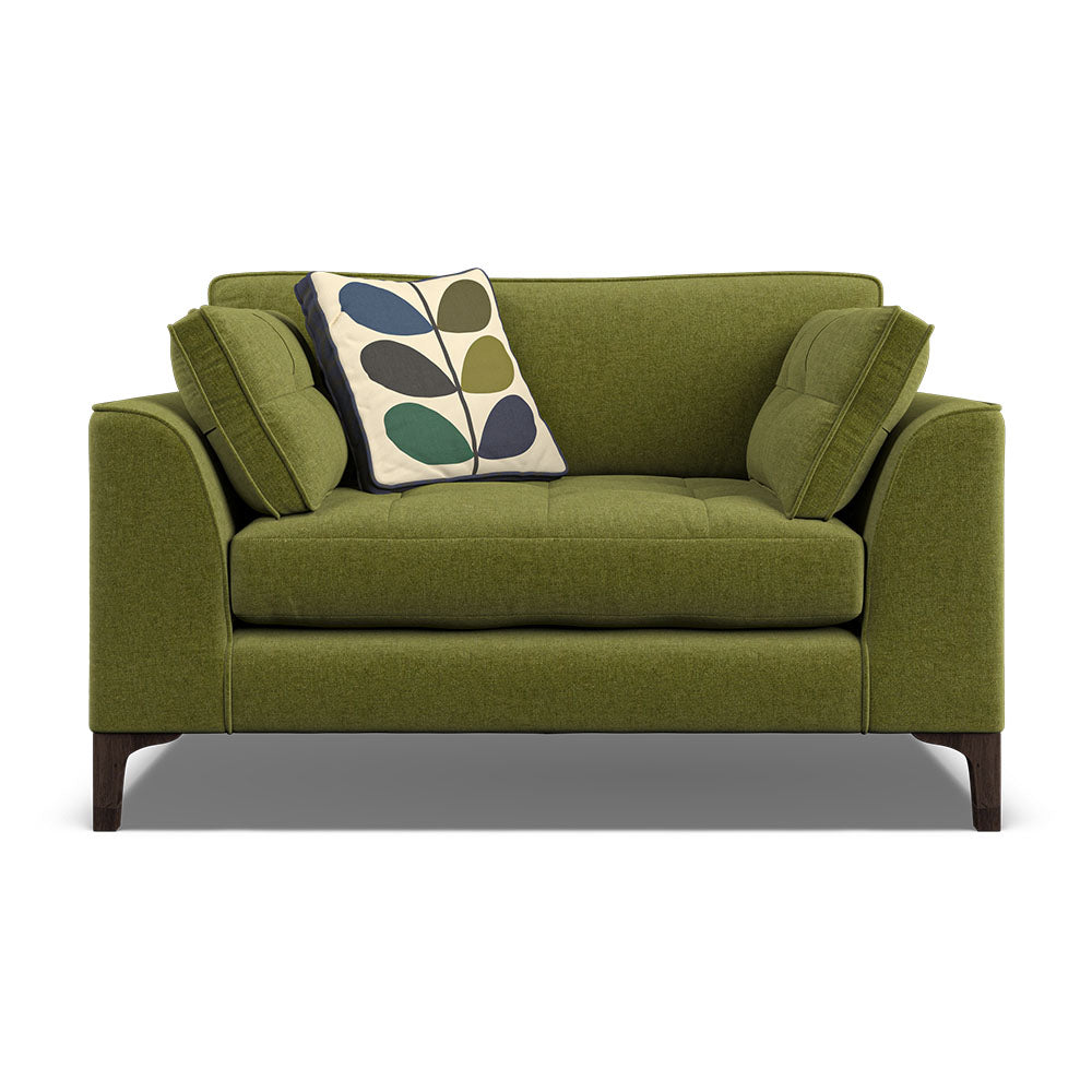 Orla Kiely Arklow Loveseat - Snuggler Premium Plain Sterling Home 10 Clara Seagrass / Multi Stem Rockpool Weathered Oak Feet