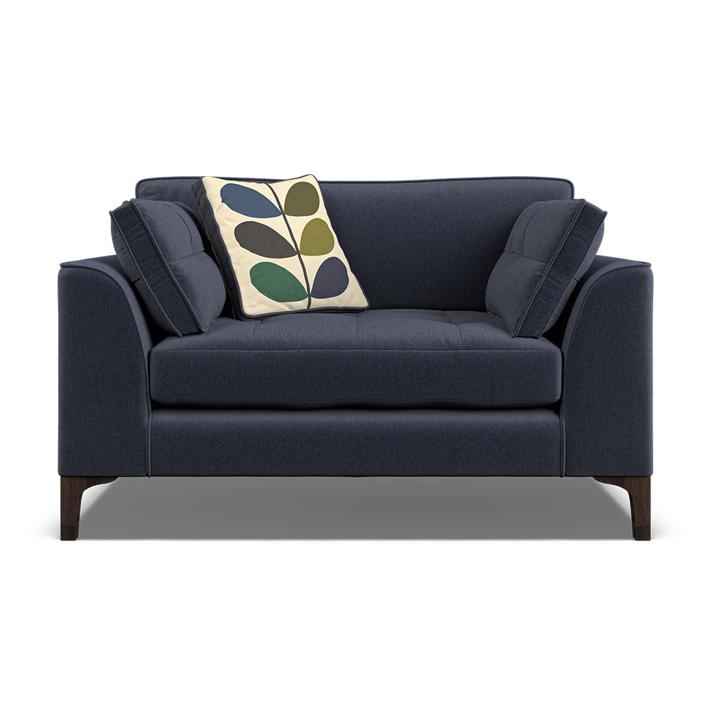 Orla Kiely Arklow Loveseat - Snuggler Premium Plain Sterling Home 5 Clara Navy / Multi Stem Rockpool Weathered Oak Feet