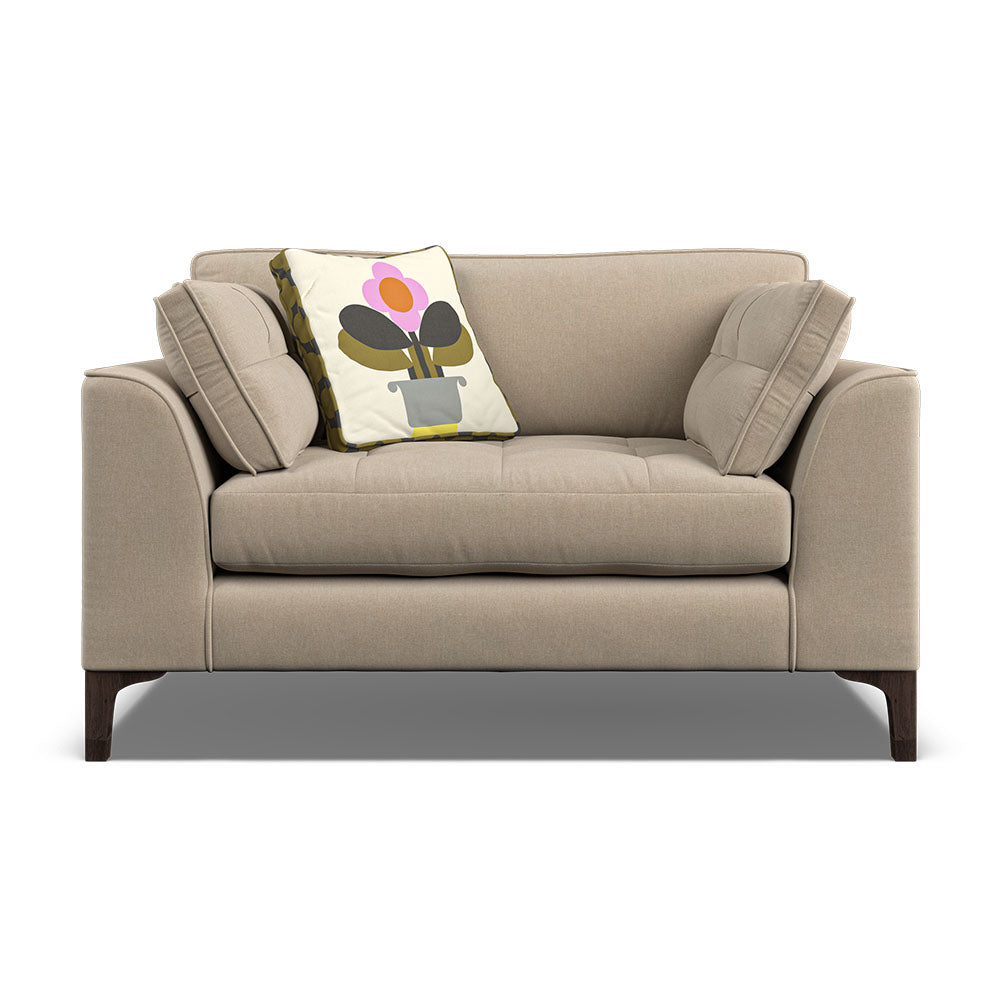 Orla Kiely Arklow Loveseat - Snuggler Premium Plain Sterling Home 6 Clara Natural / Deco Flower Weathered Oak Feet