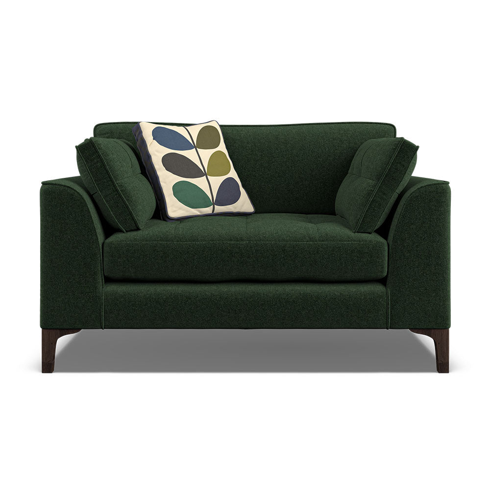 Orla Kiely Arklow Loveseat - Snuggler Premium Plain Sterling Home 8 Clara Everygreen / Multi Stem Rockpool Weathered Oak Feet