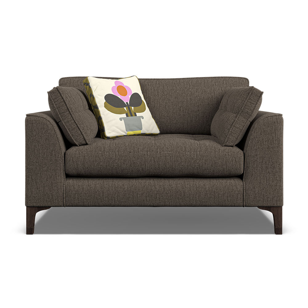 Orla Kiely Arklow Loveseat - Snuggler House Plain Sterling Home 1 Blythe Slate / Deco Flower Weathered Oak Feet