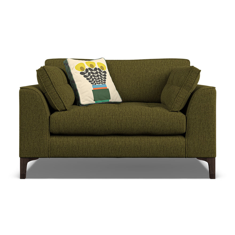 Orla Kiely Arklow Loveseat - Snuggler House Plain Sterling Home 3 Blythe Olive / Bunch of Stems Weathered Oak Feet