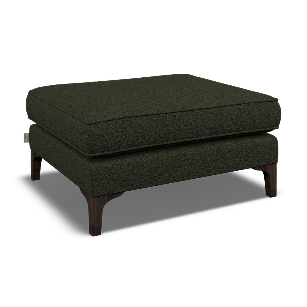 Orla Kiely Arklow Footstool - Footstool Premium Plain Sterling Home 2 Clarin Moss / Lola Weathered Oak Feet