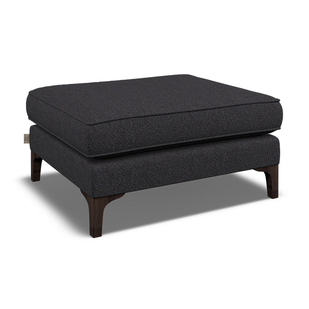 Orla Kiely Arklow Footstool - Footstool Premium Plain Sterling Home 3 Clarin Indigo / Toucan Weathered Oak Feet