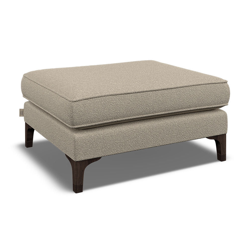 Orla Kiely Arklow Footstool - Footstool Premium Plain Sterling Home 4 Clarin Clay / Deco Flower Weathered Oak Feet