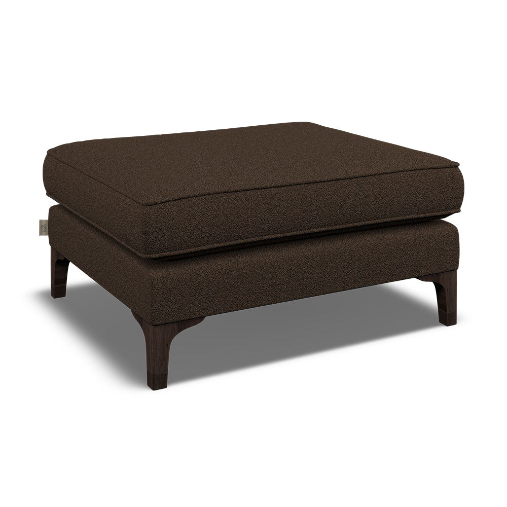 Orla Kiely Arklow Footstool - Footstool Premium Plain Sterling Home 1 Clarin Chocolate / Deco Flower Weathered Oak Feet