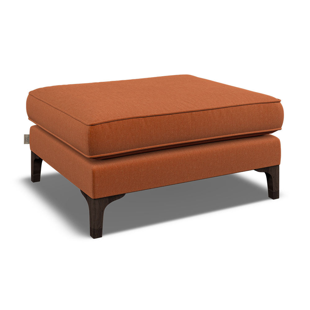 Orla Kiely Arklow Footstool - Footstool Premium Plain Sterling Home 8 Clara Paprika / Multi Stem Spring Weathered Oak Feet