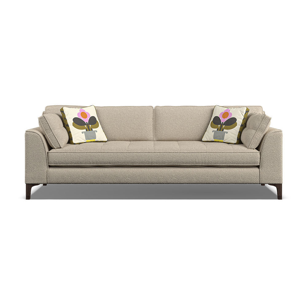 Orla Kiely Arklow Extra Large Sofa - Extra Large Sofa Premium Plain Sterling Home 4 Clarin Clay / Deco Flower Weathered Oak Feet